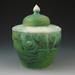 Green and White Urn